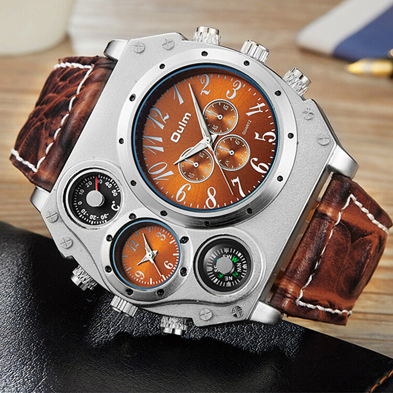 Leather Watch Band Men - Новая модель OULM часы мужские кварцевые